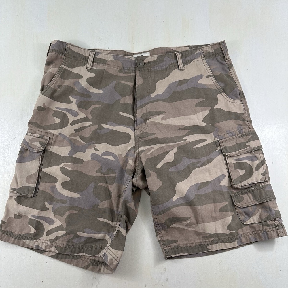 Old Mill Mens Camo Cargo Shorts 40 Green Cotton Canvas‎ Skater Grunge Y2K Hiking